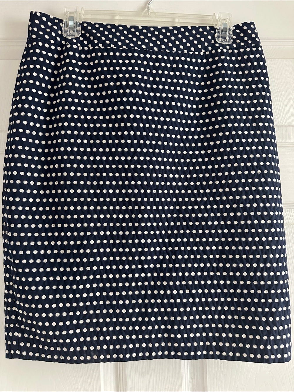 Coldwater Creek Navy and White Polka Dot Pencil Skirt